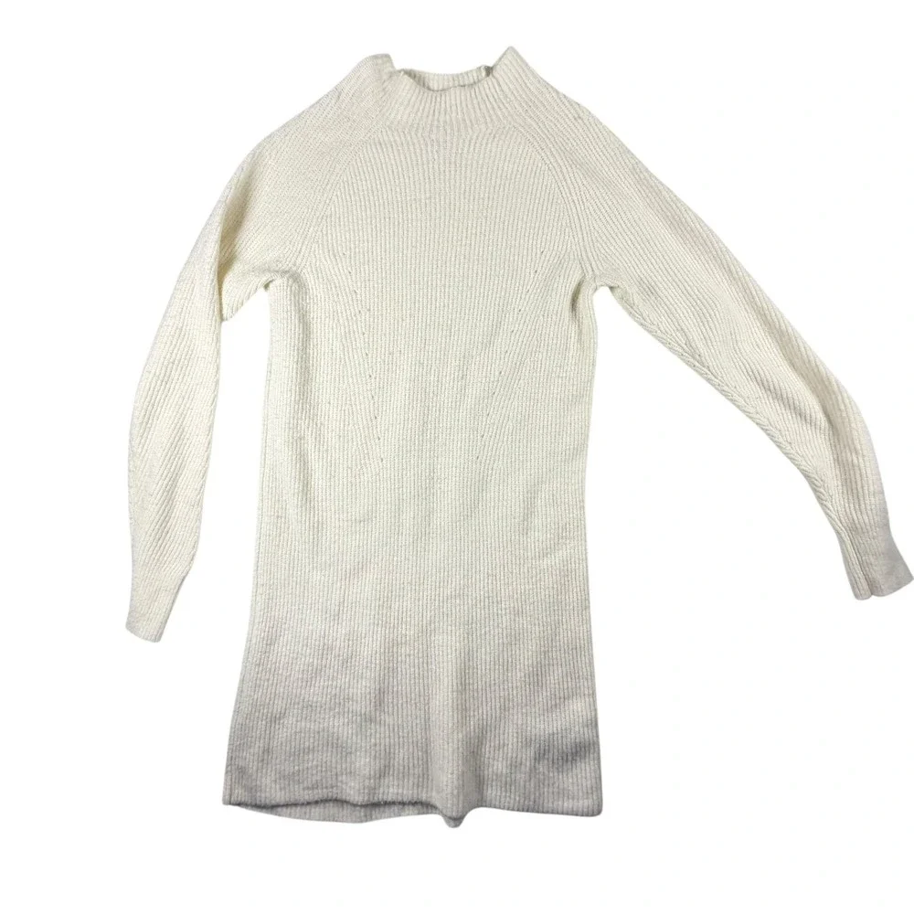 Abercrombie & Fitch Sweater Dress Women M Cream Excellent Ribbed Mock Neck Mini